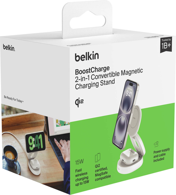 Ladowarka magnetyczna Belkin BoostCharge 2-in-1 Magnetic Foldable Wireless Charger 15W White (WIZ035KQWH) - Zdjęcie 6 Ladowarka magnetyczna Belkin BoostCharge 2-in-1 Magnetic Foldable Wireless Charger 15W White (WIZ035KQWH) - obraz 6