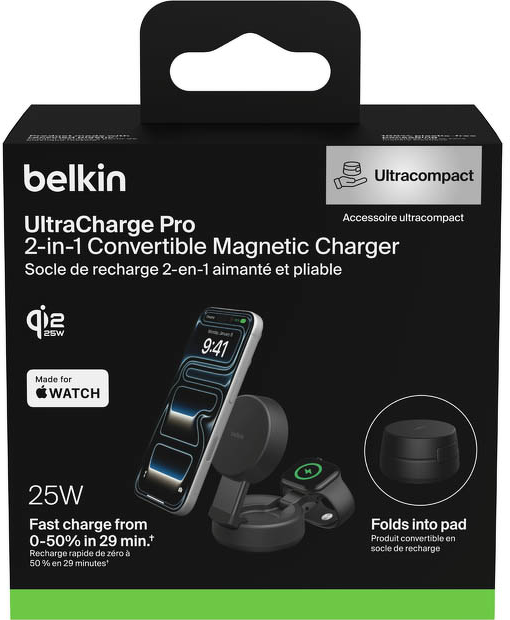 Ladowarka magnetyczna Belkin 2-in-1 Convertible Magnetic Charger with Qi2 25W Charcoal (WIZ043KQCH) - obraz 6