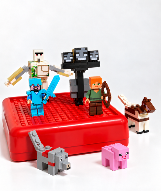 Набір із 45 фігурок Minecraft зі зброєю та пластиковим боксом для зберігання - зображення 4