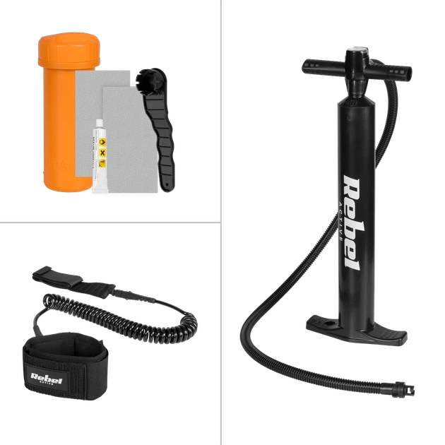 Надувная SUP-доска REBEL ACTIVE PRO RBA-4518 Серая (5901890127479) - изображение 8