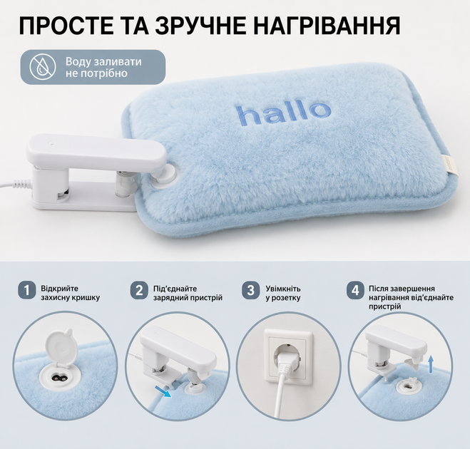 Электрическая грелка hYwecy LA180208 25×18 см голубая - изображение 3