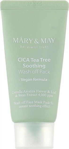 Заспокійлива маска для обличчя з чайним деревом та центелою MARY & MAY Tea Tree Soothing Wash off Pack 30 г - Фото 1 Заспокійлива маска для обличчя з чайним деревом та центелою MARY & MAY Tea Tree Soothing Wash off Pack 30 г - зображення 1
