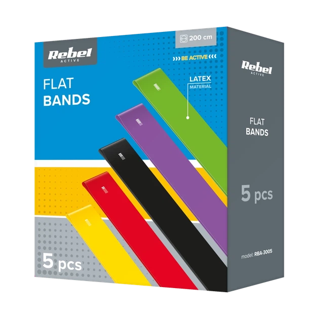 Набор латексных лент для фитнеса Rebel Active Flat Band LTs-1 2 м 5 шт 2.5–20 кг (5901890101974) - Фото 6 Набор латексных лент для фитнеса Rebel Active Flat Band LTs-1 2 м 5 шт 2.5–20 кг (5901890101974) - изображение 6