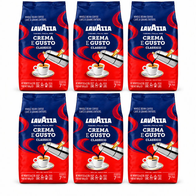 Кава в зернах Lavazza Crema e Gusto Classico 1 кг × 6 шт. (6 кг) - Фото 1 Кава в зернах Lavazza Crema e Gusto Classico 1 кг × 6 шт. (6 кг) - изображение 1