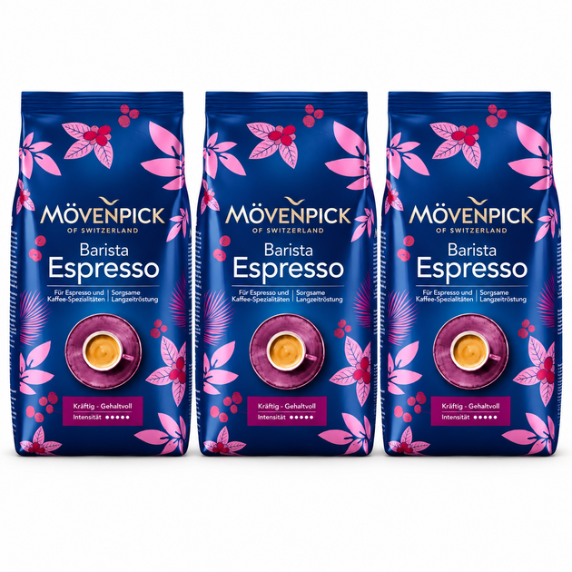 Кава в зернах Movenpick Barista Espresso 1 кг × 3 шт. (3 кг) - Фото 1 Кава в зернах Movenpick Barista Espresso 1 кг × 3 шт. (3 кг) - зображення 1