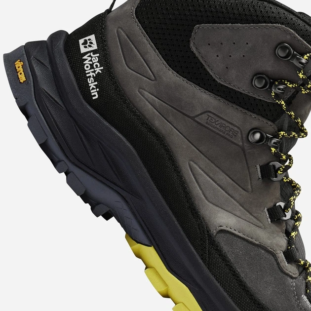 Мужские демисезонные ботинки для трекинга с мембраной Jack Wolfskin Cyrox Texapore Mid M 4064301-6945 40.5 (7UK/8USA) 25.5 см Коричневый/Серый/Желтый (4064886596510) - Фото 7 Мужские демисезонные ботинки для трекинга с мембраной Jack Wolfskin Cyrox Texapore Mid M 4064301-6945 40.5 (7UK/8USA) 25.5 см Коричневый/Серый/Желтый (4064886596510) - изображение 7
