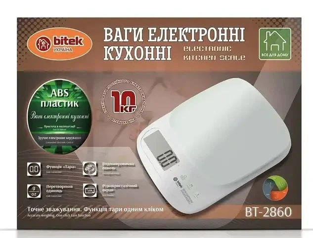 Весы кухонные электронные с LCD дисплеем BITEK BT-2860 до 10 кг - Фото 5 Весы кухонные электронные с LCD дисплеем BITEK BT-2860 до 10 кг - изображение 5