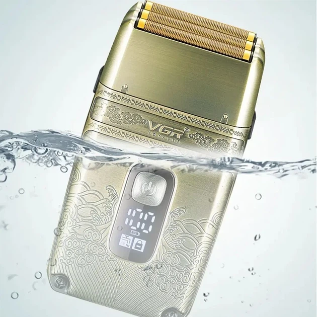 Электробритва шейвер VGR V-335 от USB, с LED дисплеем, Золотистый / Профессиональная бритва с тремя ножевыми блоками - Фото 9 Электробритва шейвер VGR V-335 от USB, с LED дисплеем, Золотистый / Профессиональная бритва с тремя ножевыми блоками - изображение 9
