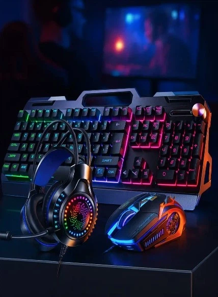 Ігровий комплект Hurricane GF-500Kit 4 в 1 клавіатура миша гарнітура килимок RGB підсвічування 1600 DPI для ПК ноутбука - зображення 9