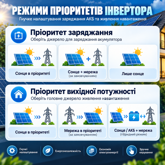 Гибридный солнечный инвертор on-grid Anenji 5 кВт (5000w) 48V, чистая синусоида, MPPT 100А, Wi-Fi, ИБП, с поддержкой LiFePO4 и BMS - изображение 7