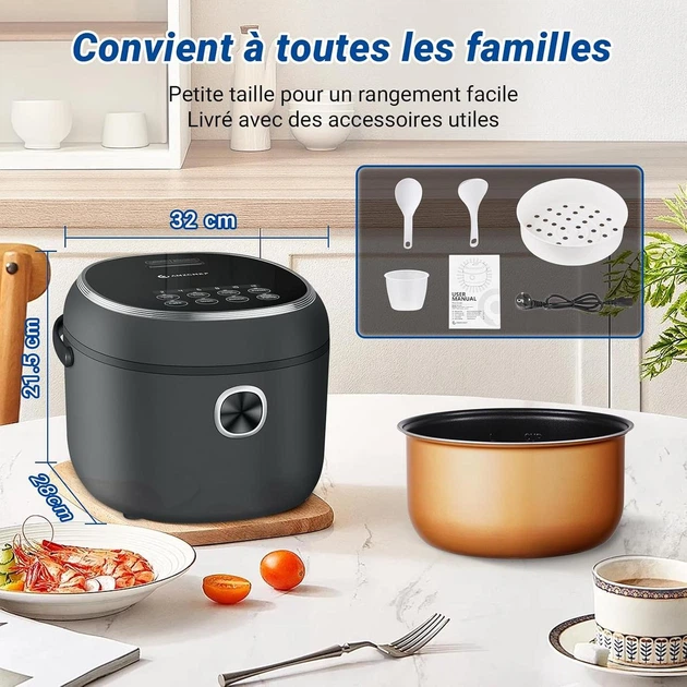 Рисоварка-мультиварка AMZCHEF DFB-P40U1, 4 л, 860 Вт, 7 режимов, таймер, поддержание тепла, черная - Уценка - изображение 5