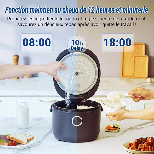 Рисоварка-мультиварка AMZCHEF DFB-P40U1, 4 л, 860 Вт, 7 режимов, таймер, поддержание тепла, черная - Уценка - изображение 6