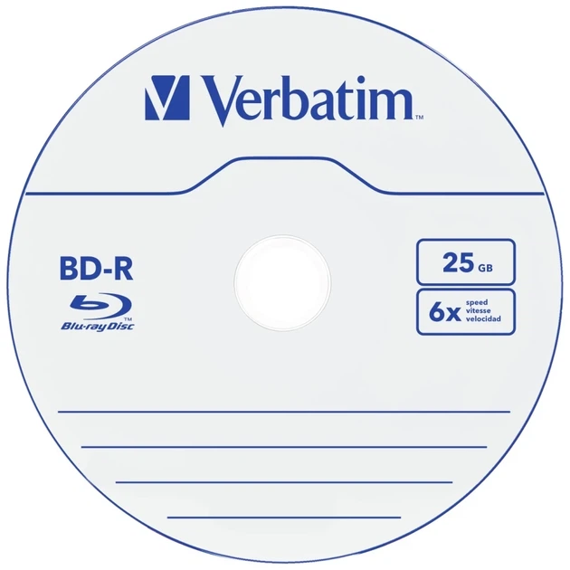 Диски Blu-ray Verbatim BD-R SL 25GB 6X 5шт White (43715) - Фото 2 Диски Blu-ray Verbatim BD-R SL 25GB 6X 5шт White (43715) - зображення 2