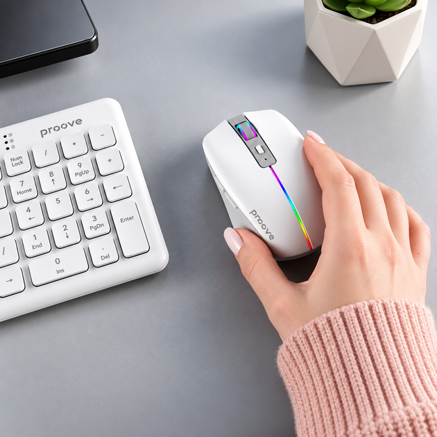 Бездротова мишка Proove Comet White, Bluetooth 4.0/5.0, 2.4 ГГц, 1600 DPI, акумулятор 500 мА·год - изображение 2
