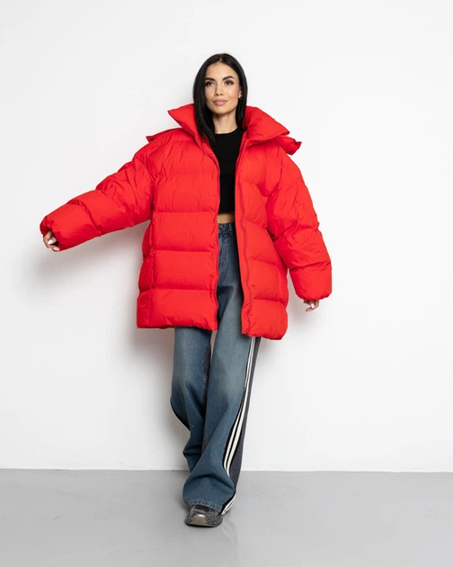 Пуховик oversize Alba красный - M - Фото 7 Пуховик oversize Alba красный - M - изображение 7