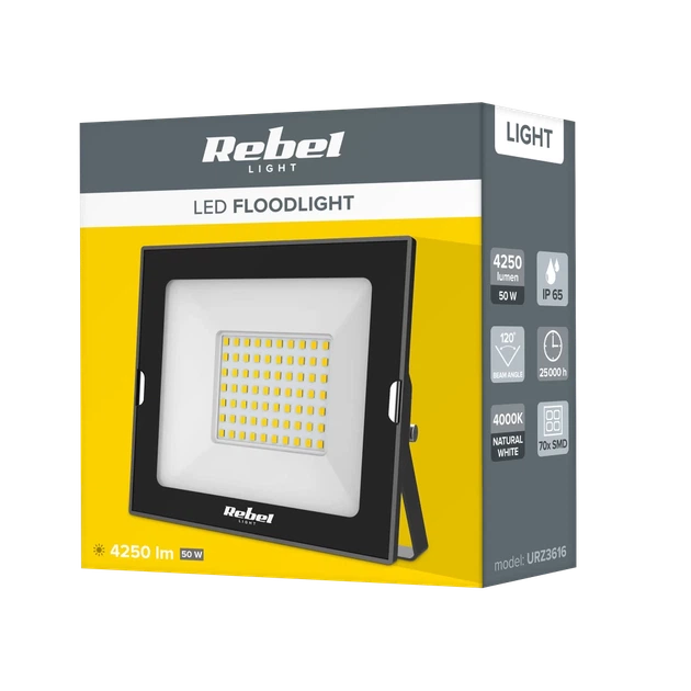 Светодиодный прожектор REBEL 50W 4000K 230V (URZ3616) - Фото 3 Светодиодный прожектор REBEL 50W 4000K 230V (URZ3616) - изображение 3