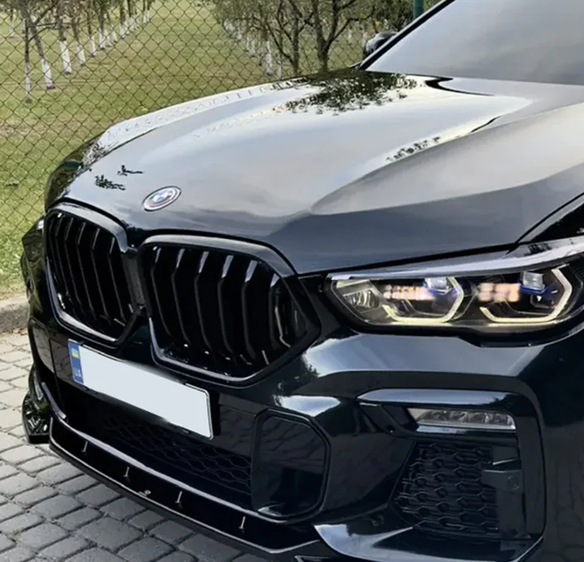 Ніздрі решітка радіатора 1 Bar чорний глянцевий для BMW X6 G06 2019–2027 рр - зображення 3