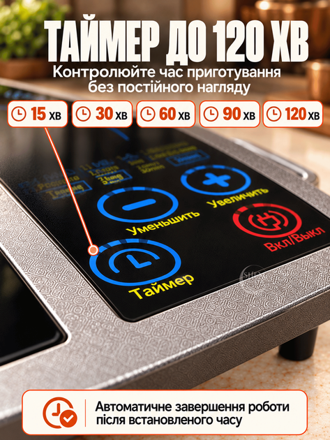 Плита електрична інфрачервона одноконфоркова Domotec 2000Вт, склокерамічна електроплитка з таймером і захистом від перегріву, настільна компактна плита для кухні, дачі, дому Чорна, MS-5842 - зображення 6