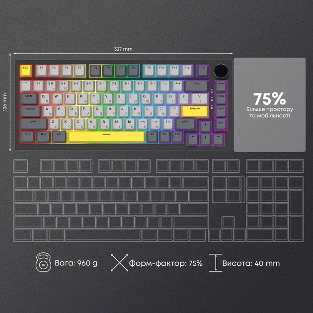Механічна клавіатура Ajazz AK820 Sea Salt Switch Black USB-C (6976412989650) - зображення 17