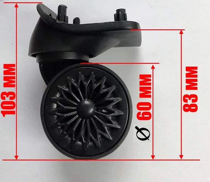 Колесные блоки для тканевых чемодана, d-60mm, с накладками, двойные, 71х69мм - Фото 2 Колесные блоки для тканевых чемодана, d-60mm, с накладками, двойные, 71х69мм - изображение 2