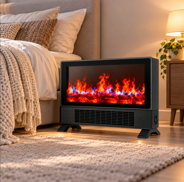 Електричний нагрівач-камін з ефектом живого полум'я Flame Heater Електрокамін підлоговий - зображення 8