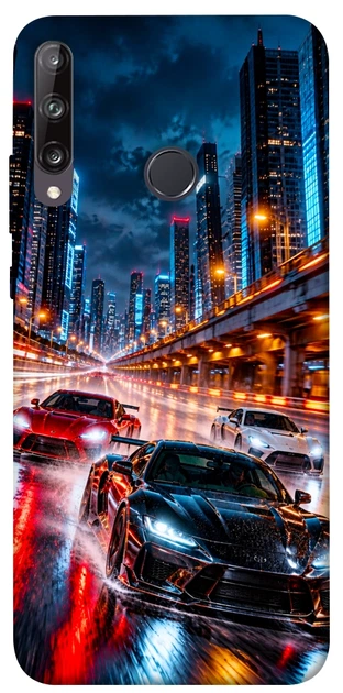 Чехол для Huawei P40 Lite E с принтом Night city cars - Фото 1 Чехол для Huawei P40 Lite E с принтом Night city cars - изображение 1
