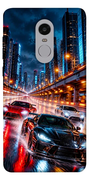 Чехол для Xiaomi Redmi Note 4X с принтом Night city cars - Фото 1 Чехол для Xiaomi Redmi Note 4X с принтом Night city cars - изображение 1