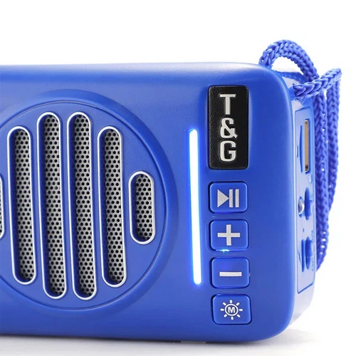 Портативная Bluetooth колонка T&G TG368 Blue 5 Вт с FM-радио, солнечной батареей, LED-подсветкой, TWS, USB, microSD, AUX и громкой связью (500 mAh) - Фото 3 Портативная Bluetooth колонка T&G TG368 Blue 5 Вт с FM-радио, солнечной батареей, LED-подсветкой, TWS, USB, microSD, AUX и громкой связью (500 mAh) - изображение 3