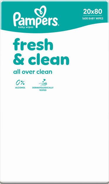 Набір вологих серветок Pampers Fresh & Clean 20 x 80 шт (8006530443265) - зображення 7