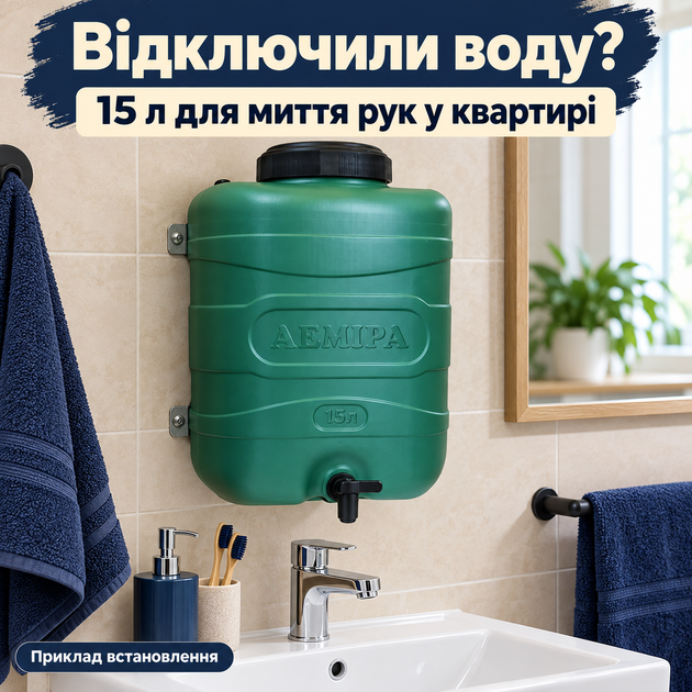 Рукомойник Лемира 15 л навесной с краном для квартиры и дома при отключениях воды - изображение 3