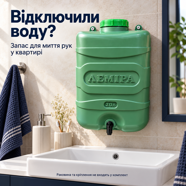 Рукомойник Лемира 20 л навесной с краном для квартиры и дома при отключениях воды - изображение 4