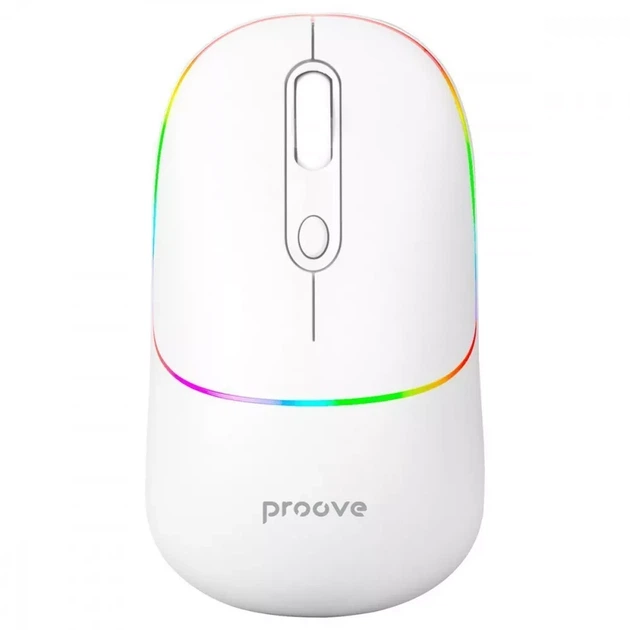 Бездротова ергономічна миша для комп'ютера та ноутбука Proove Blink USB Bluetooth з регулюванням DPI RGB з акумулятором біла - зображення 5