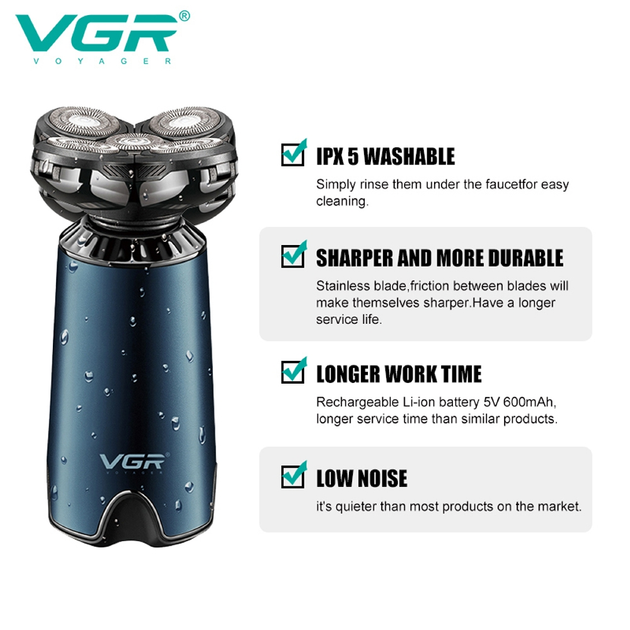 Электробритва VGR V-397 BLUE для мужчин - изображение 3