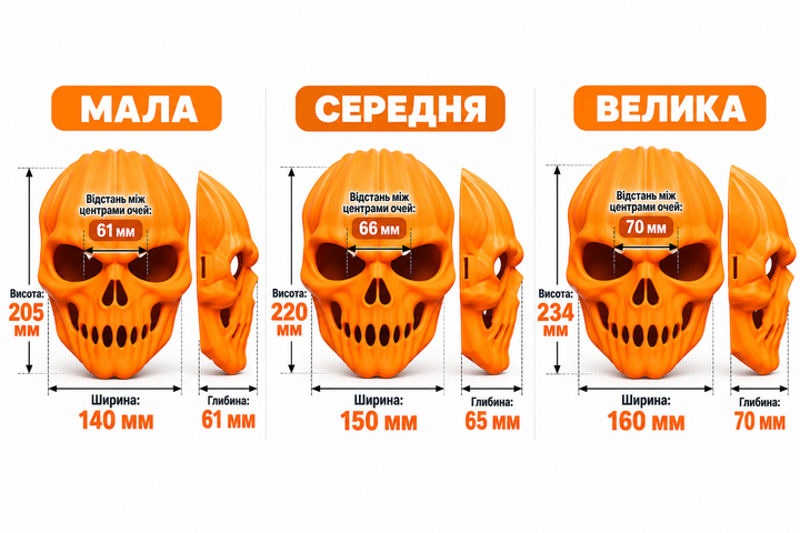 Маска «Тыква-Череп» на Хэллоуин / карнавальный аксессуар для детей и взрослых Маленький размер - изображение 3
