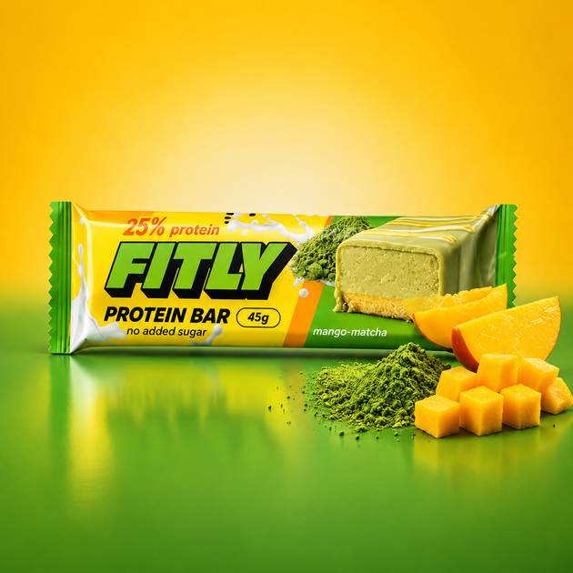 Упаковка протеиновых батончиков Fitly 45 г х 12 шт Манго-матча (4820263402252) - изображение 2