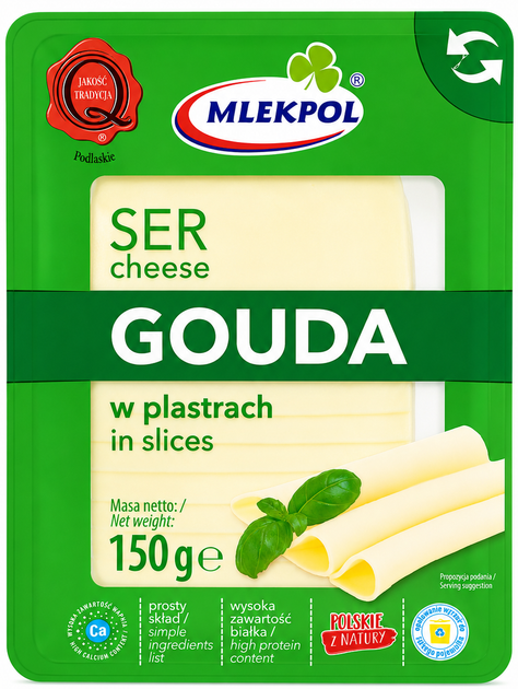 Сир нарізка Mlekpol Гауда 150 г - Фото 1 Сир нарізка Mlekpol Гауда 150 г - изображение 1