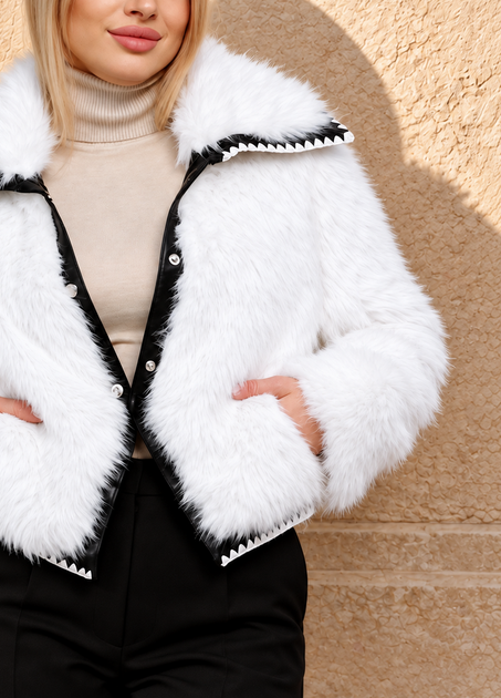 Шуба вкорочена з штучного хутра утеплена біла Trendy.ing 50-110 - білий - M-L - изображение 6