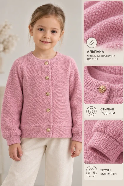 Кардиган Cozy Alpaca Kiddo розовый 146 см - Фото 4 Кардиган Cozy Alpaca Kiddo розовый 146 см - изображение 4