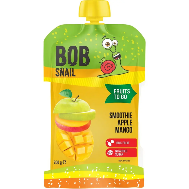 Пюре фруктове Bob Snail Смузі Яблуко-Манго пастеризоване 200г - Фото 1 Пюре фруктове Bob Snail Смузі Яблуко-Манго пастеризоване 200г - изображение 1
