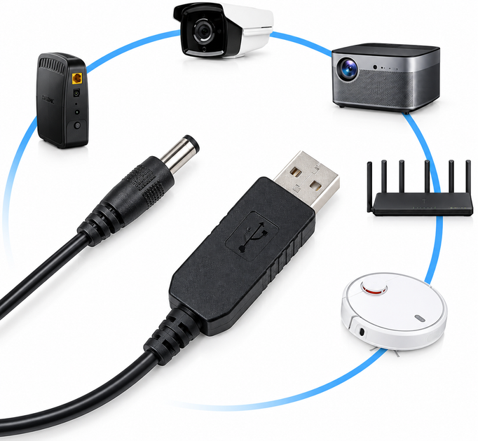 Підвищуючий перетворювач USB DC 12V 5.5x2.1 для роутерів та модемів 77538 - Фото 5 Підвищуючий перетворювач USB DC 12V 5.5x2.1 для роутерів та модемів 77538 - изображение 5