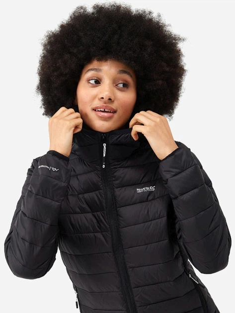 Куртка демисезонная короткая с капюшоном женская Regatta Wmn Hood Marizion RWN273-800 44 Черная (5063019269962) - изображение 5