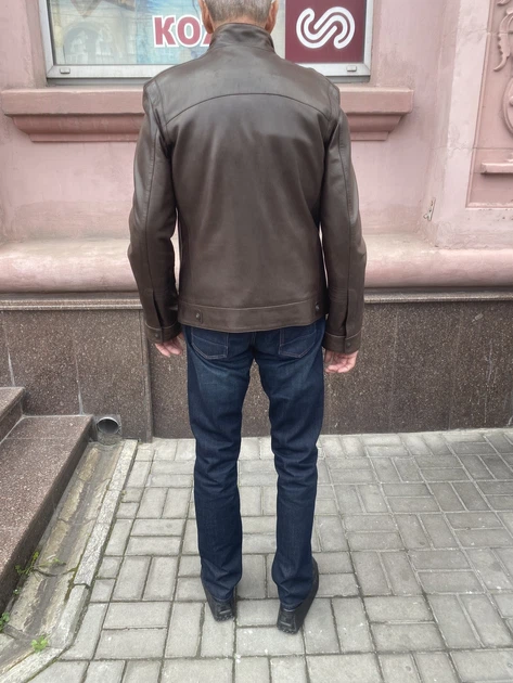 Куртка бомбер чоловіча Virado шкіряна натуральна укорочена на блискавці 52 коричнева. - изображение 8