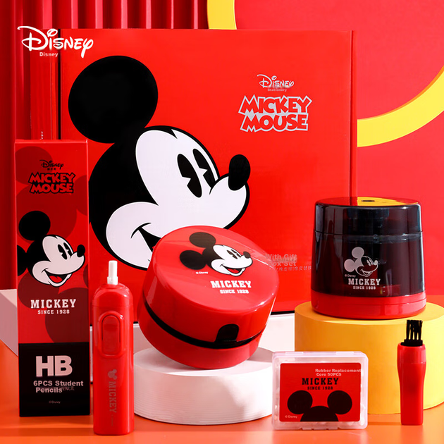 Набір електричного канцелярського приладдя Disney, подарункова коробка з електричною точилкою для олівців, дитяче шкільне приладдя для учнів початкової школи, хлопчиків та дівчаток, подарунки на випускний у дитячому садку, подарунки на день народження, зн - зображення 4