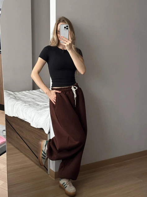 Жіночі oversize штани на флісі / Шоколад 42-46 / BASED 0139770 - Фото 9 Жіночі oversize штани на флісі / Шоколад 42-46 / BASED 0139770 - зображення 9