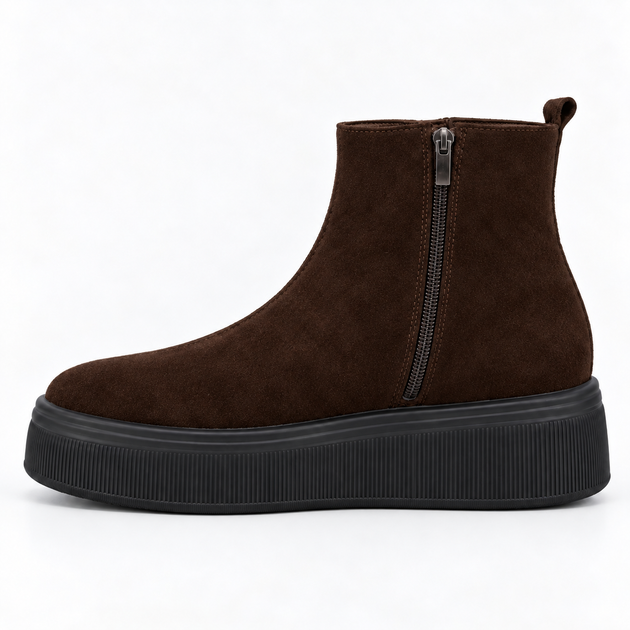 Ботинки женские зимние из натуральной замши ITstyle Коричневые с черным 38 24.5 см (07074272) - Фото 9 Ботинки женские зимние из натуральной замши ITstyle Коричневые с черным 38 24.5 см (07074272) - изображение 9