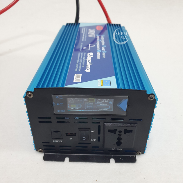 Перетворювач напруги інвертор Wimpex 3000W 12В–220В з функцією заряджання АКБ, дисплеєм та USB від АКБ 12В, з чистою синусоїдою, номінальна потужність 3000Вт, WX-3100 - зображення 5