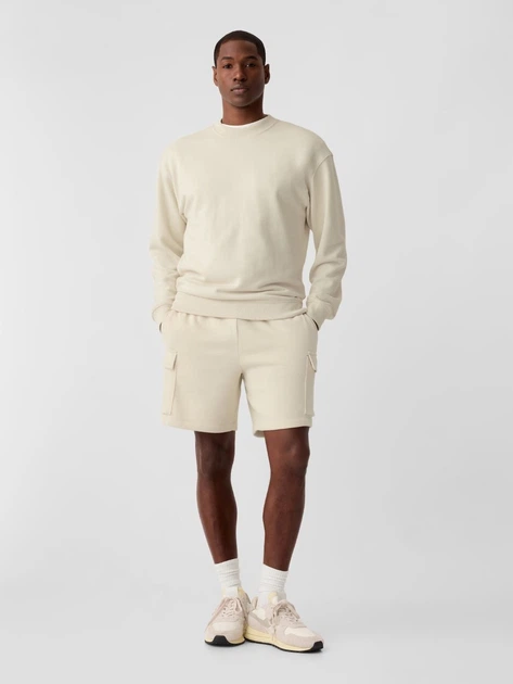 Шорты на флисе хлопковые короткие мужские Gap 373028045 L Молочные (1163066026) - изображение 3