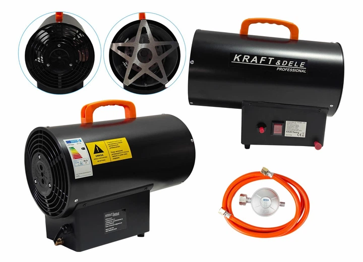 Газовая тепловая пушка 25 кВт Kraft&Dele KD11704 с газовым шлангом и редуктором для складских и хозяйственных зон - изображение 2