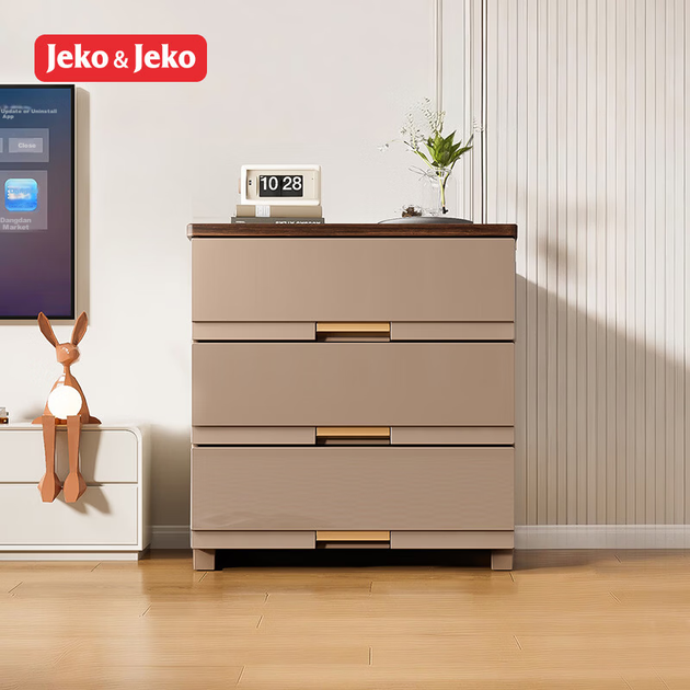 Шафа для зберігання речей JEKO&JEKO з шухлядами, не потребує складання, вбудована дитяча гардеробна коробка, 3-рівнева, кольору крижаної кави, коричневого кольору - изображение 4