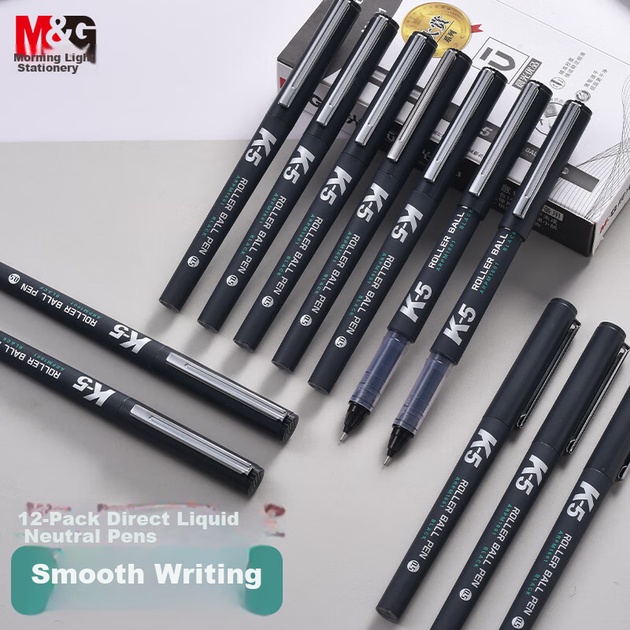 Гелева ручка M&G Stationery 0,5 мм чорного кольору V5, оновлена версія, швидковисихаюча рідка ручка для прямого підпису (з можливістю повторного заправлення), ручка на водній основі з повною голкою K5, що отримала нагороду, 12 ручок/коробка ARPM1601, вс - Фото 4 Гелева ручка M&G Stationery 0,5 мм чорного кольору V5, оновлена версія, швидковисихаюча рідка ручка для прямого підпису (з можливістю повторного заправлення), ручка на водній основі з повною голкою K5, що отримала нагороду, 12 ручок/коробка ARPM1601, вс - изображение 4